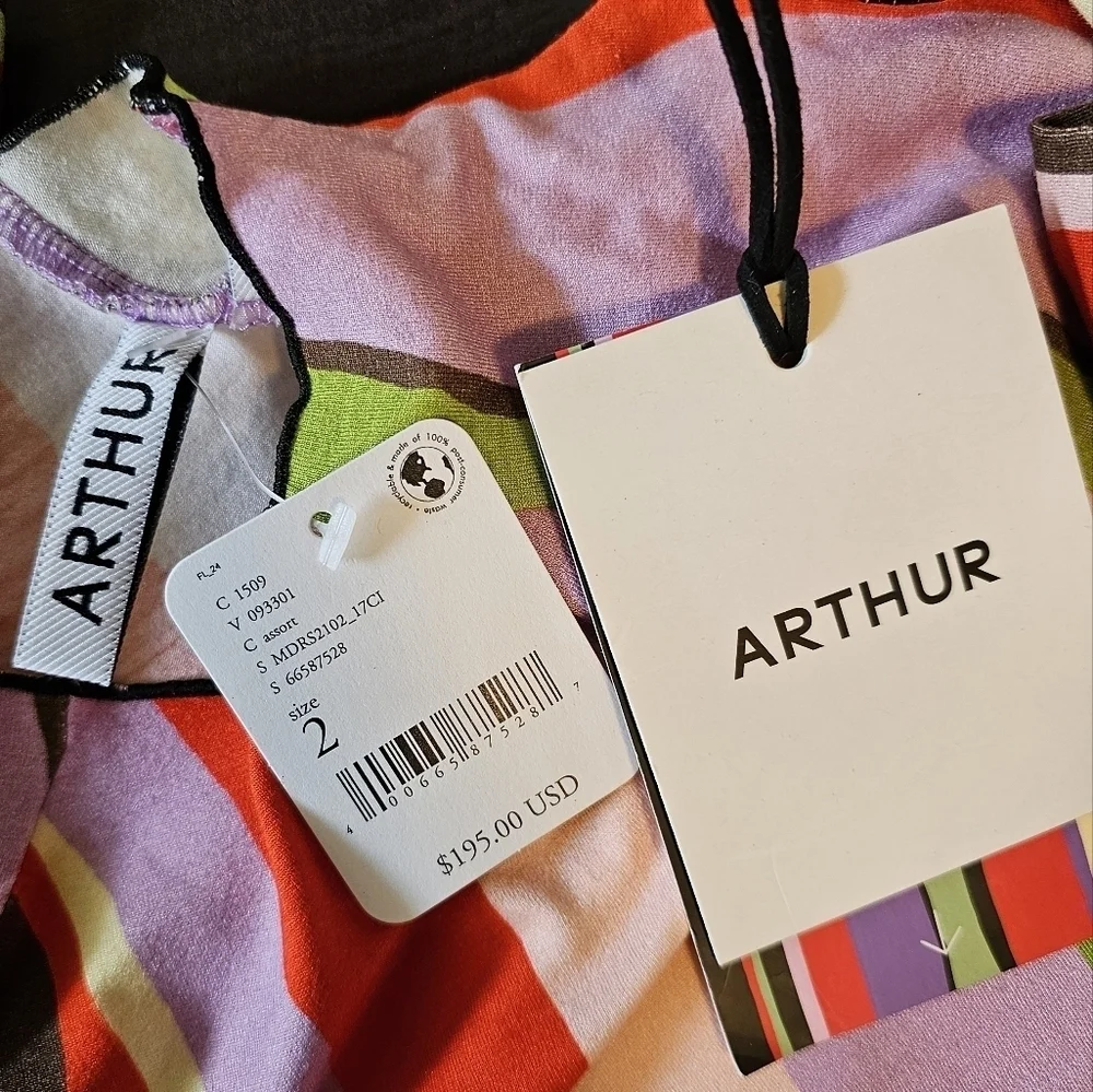 Arthur Apparel x Free People Size 2  Skins Flared Tunic, Red Purple Green Stripe